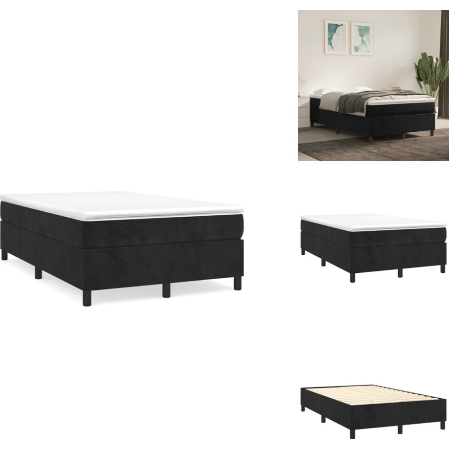 vidaXL Bedframe - Bedframes - Slaapmeubel - Bedbodem - Bedframe zonder matras 120x200 cm fluweel zwart afbeelding 1