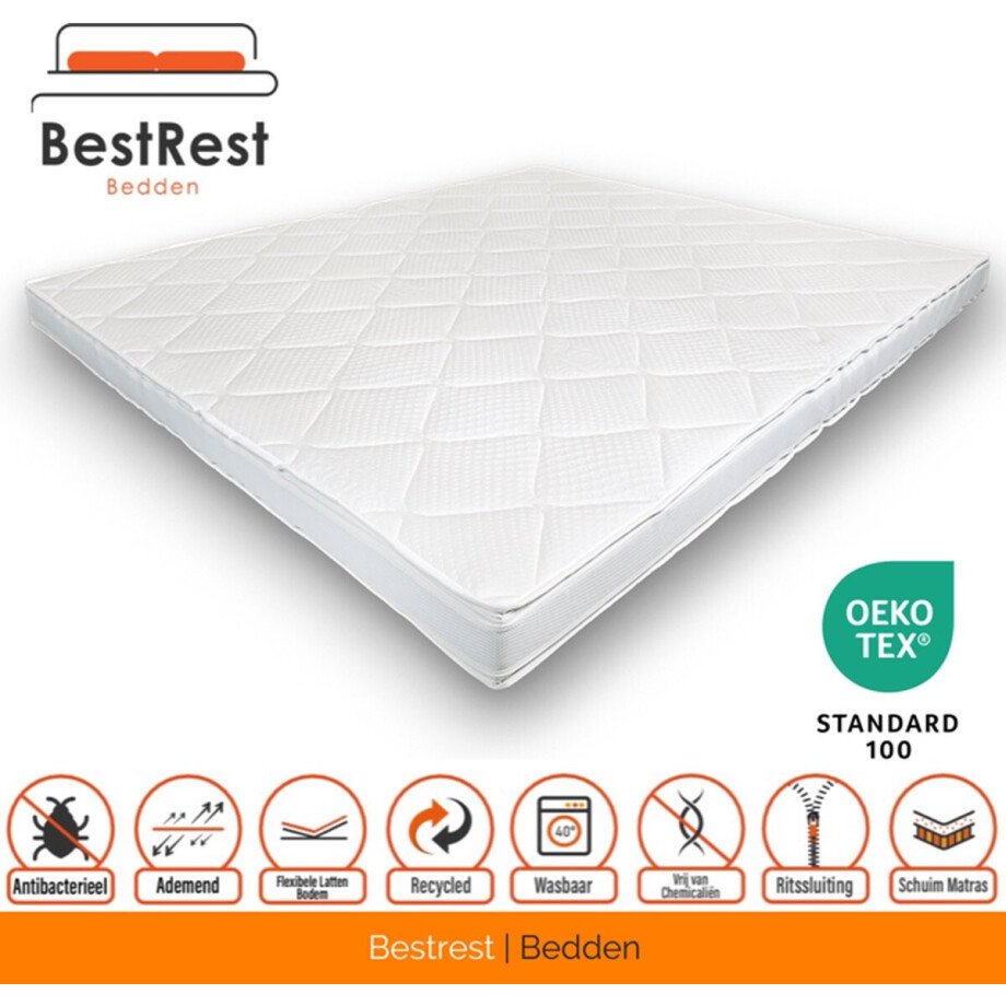 Traagschuim Topper - 140x200 - Ademend Tencel Hoes - Ergonomisch & Drukverlagend Topdekmatras - Nasa Memory Foam - Ca 12cm Dik - Bestrest Bedden® Traagschuim Topper - 140x200 - Ademend Tencel Hoes - Ergonomisch & Drukverlagend Topdekmatras - Nasa Memory Foam - Ca 12cm Dik - Bestrest Bedden® afbeelding 1
