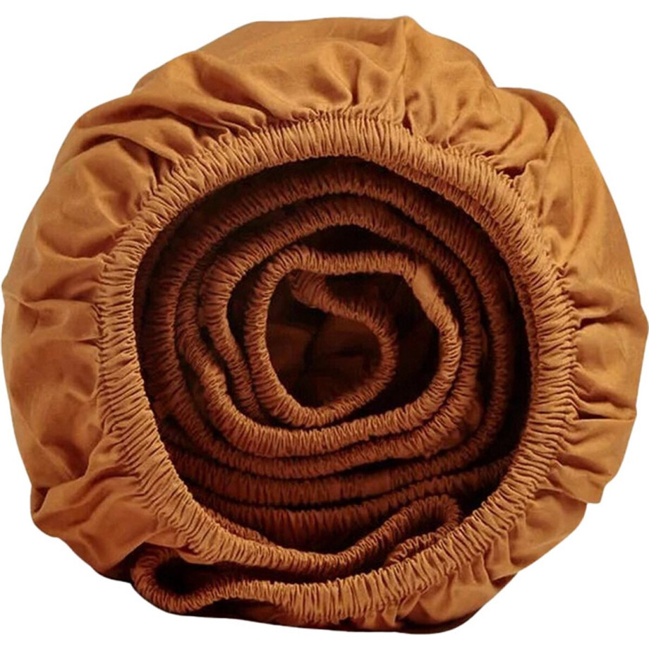 Yumeko kinderhoeslaken percal katoen okergeel 60x120x15 - Bio, eco & fairtrade afbeelding 1