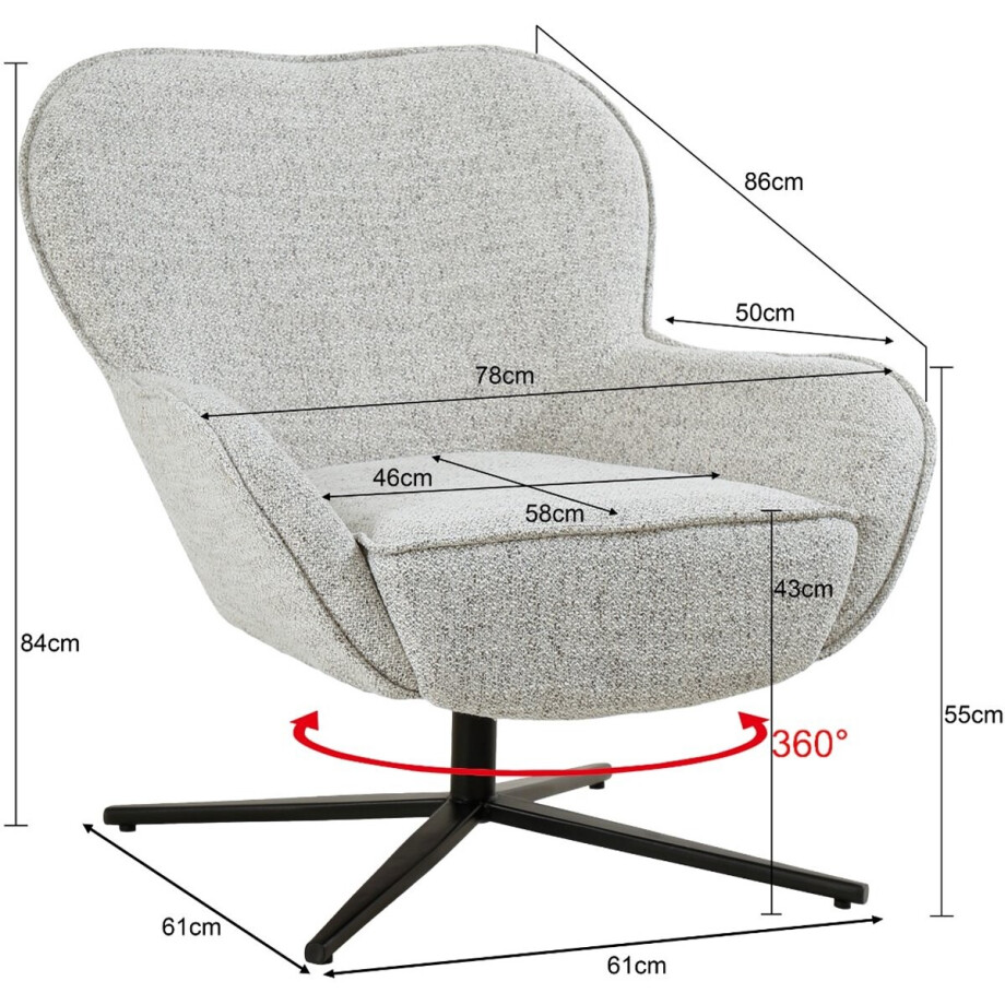 Livingfurn Fauteuil Sven - Beige Stof - Draaibaar afbeelding 1