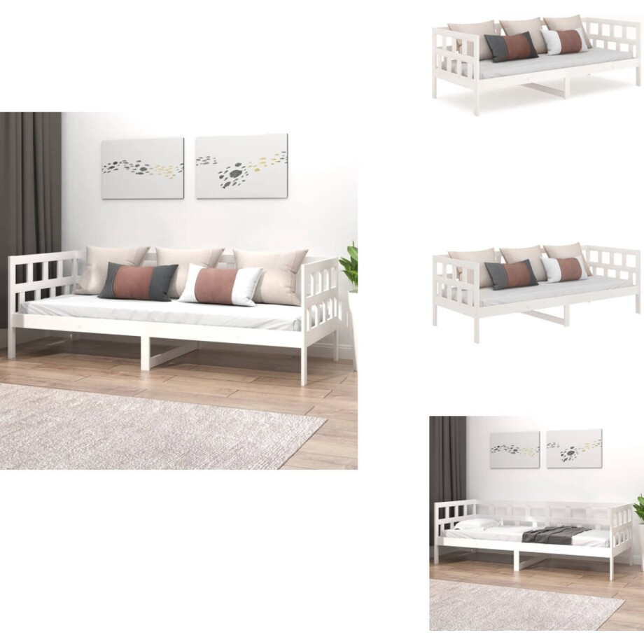 vidaXL Slaapbank - Slaapbanken - Bedbank - Bed - Slaapbank massief grenenhout wit 90x200 cm afbeelding 1
