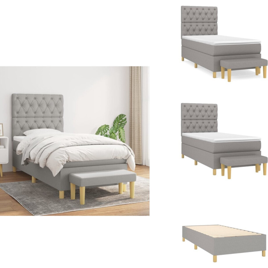 vidaXL Boxspring - Boxsprings - Pocketveringbed - Bed - Boxspring met matras stof lichtgrijs 80x200 cm vidaXL Boxspring - Boxsprings - Pocketveringbed - Bed - Boxspring met matras stof lichtgrijs 80x200 cm afbeelding 1