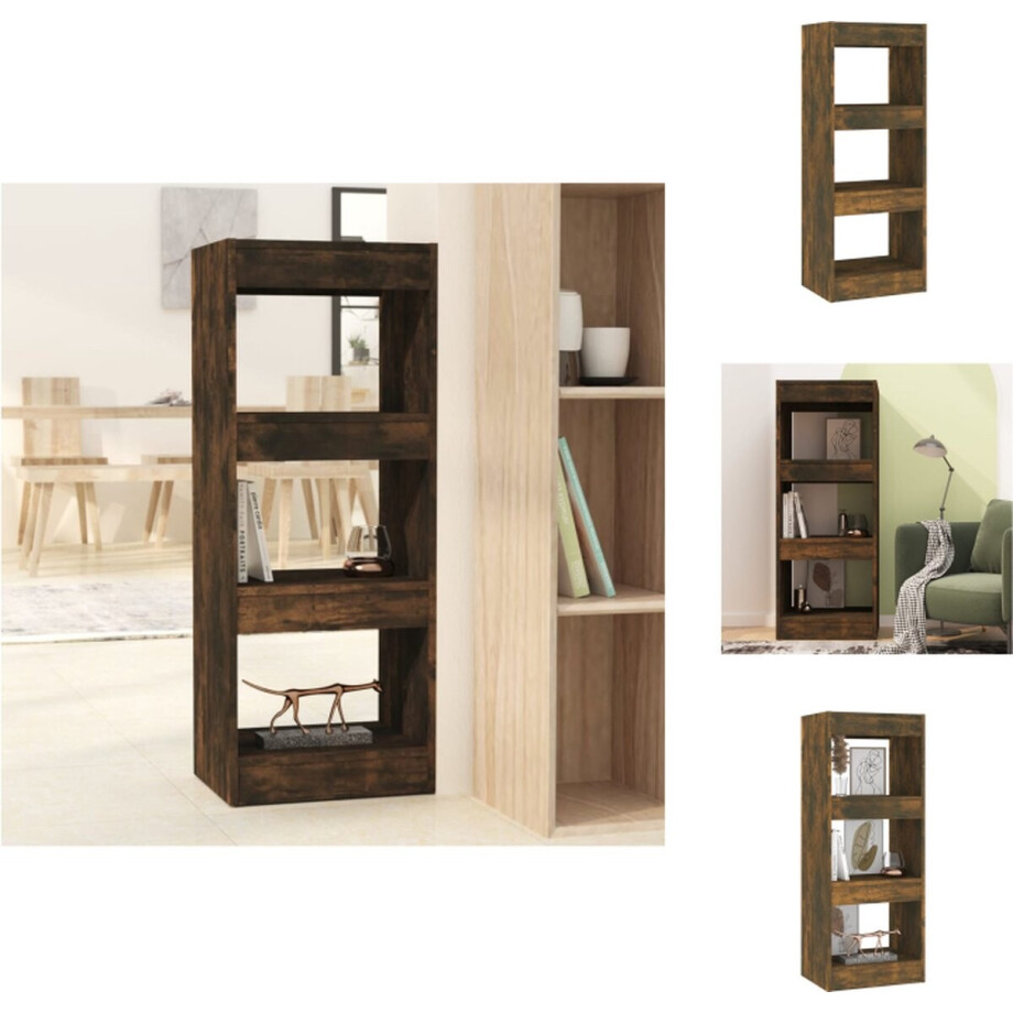 vidaXL Boekenkast - gerookt eiken - 40 x 30 x 103 cm - veelzijdig - wandmontage - Kast vidaXL Boekenkast - gerookt eiken - 40 x 30 x 103 cm - veelzijdig - wandmontage - Kast afbeelding 1