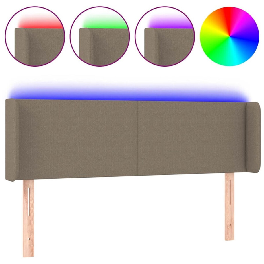 vidaXL - Hoofdbord - LED - 147x16x78/88 - cm - stof - taupe afbeelding 1