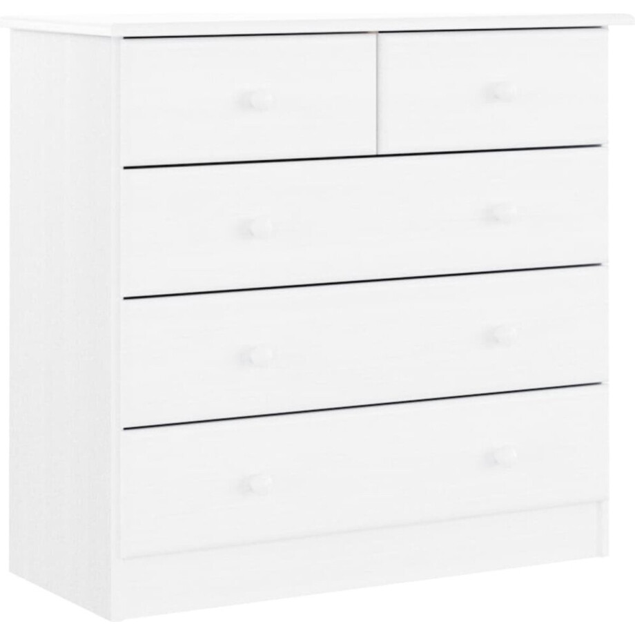 vidaXL - Ladekast - ALTA - 77x35x73 - cm - massief - grenenhout - wit afbeelding 1