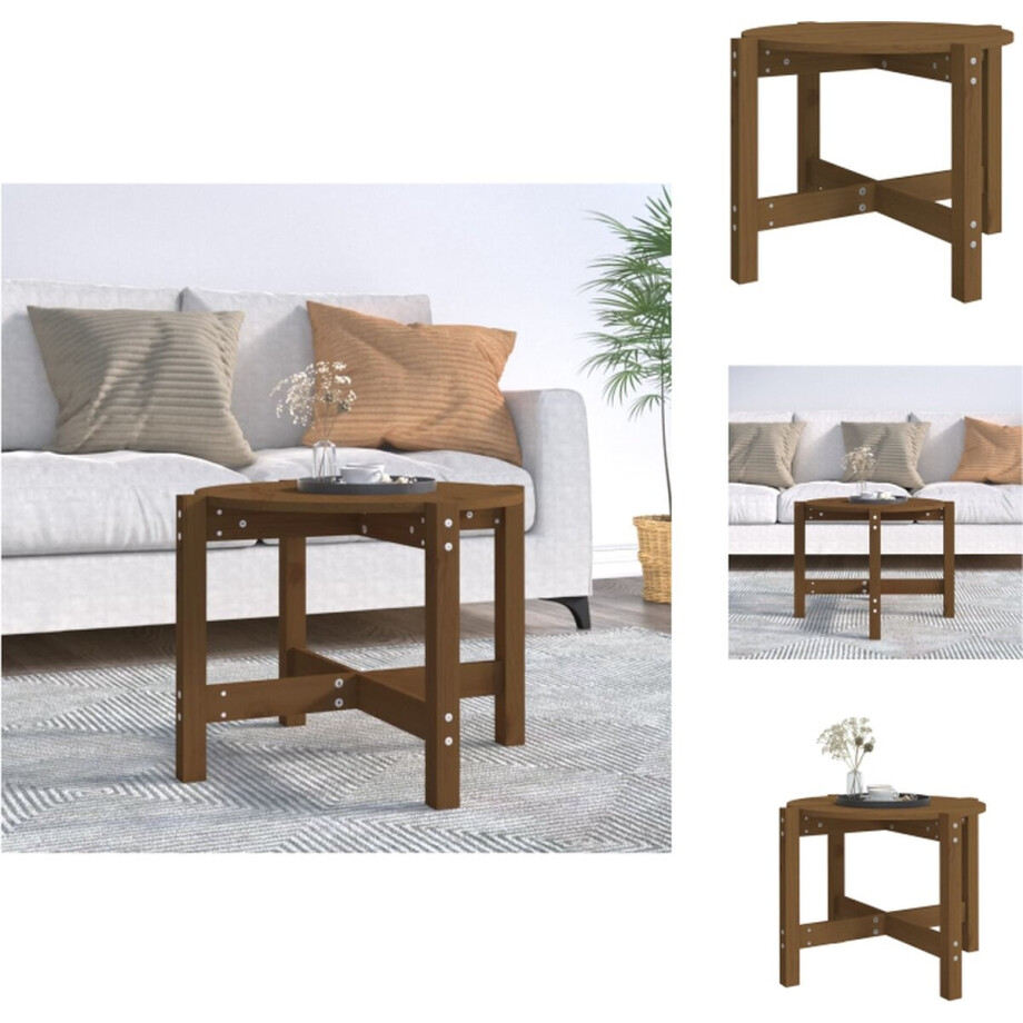 vidaXL - Salontafel - Ø - 62,5x45 - cm - massief - grenenhout - honingbruin afbeelding 1