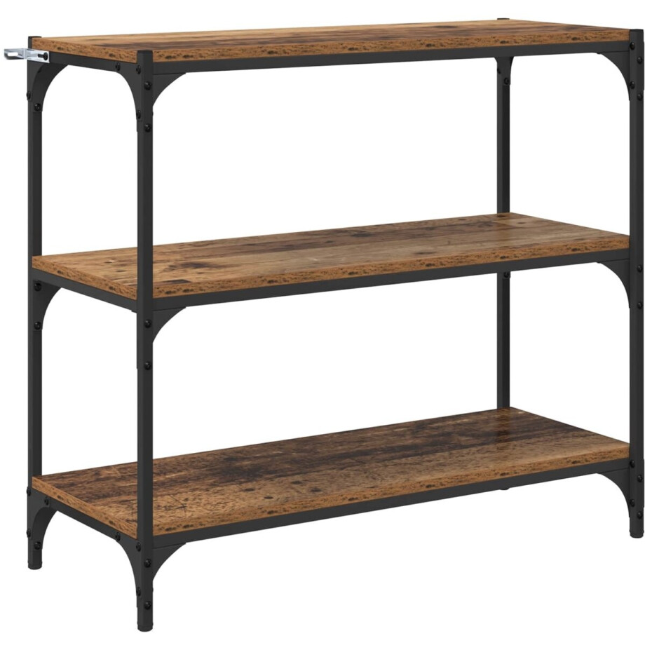 vidaXL - Boekenkast - Oud - Hout - 40 - x - 33 - x - 70.5 - cm - Geengineerd - Hout - en - IJzer afbeelding 1