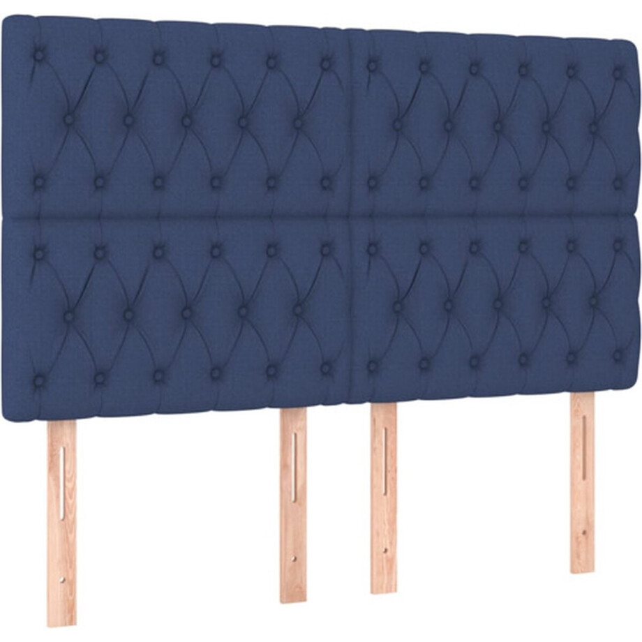 vidaXL - Hoofdbord - blauw - 160x7x118/128 - cm - stof afbeelding 1