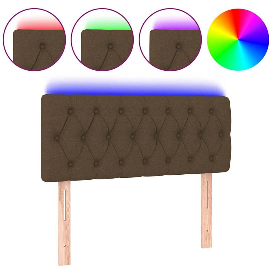 vidaXL - Hoofdbord - LED - 90x7x78/88 - cm - stof - donkerbruin vidaXL - Hoofdbord - LED - 90x7x78/88 - cm - stof - donkerbruin afbeelding 1