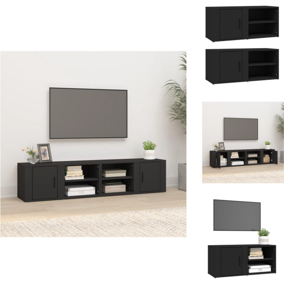 vidaXL Tv-kast - Tv-kasten - Tv-meubel - Hifi-meubel - Tv-meubels 2 st 80x31,5x36 cm bewerkt hout zwart vidaXL Tv-kast - Tv-kasten - Tv-meubel - Hifi-meubel - Tv-meubels 2 st 80x31,5x36 cm bewerkt hout zwart afbeelding 1