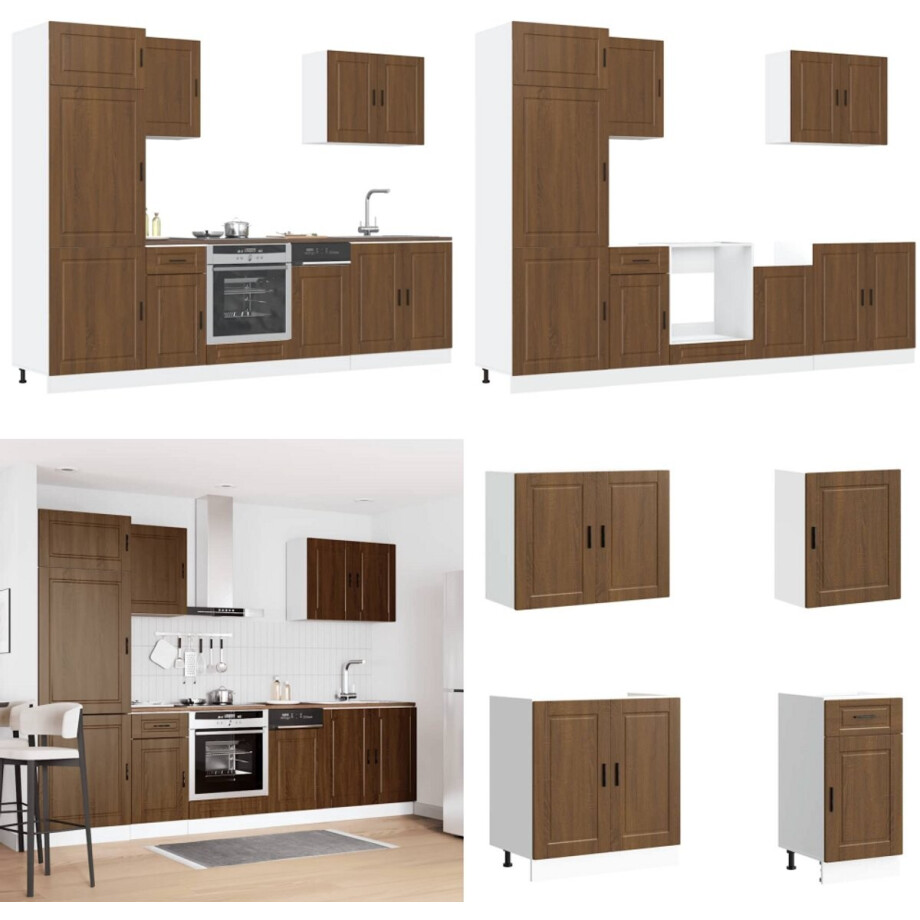 vidaXL 7-delige Keukenkastenset Kalmar bewerkt hout bruin eikenkleur - Keukenkast Set - Keukenkast Sets - Keukenunit Set - Kast Set afbeelding 1