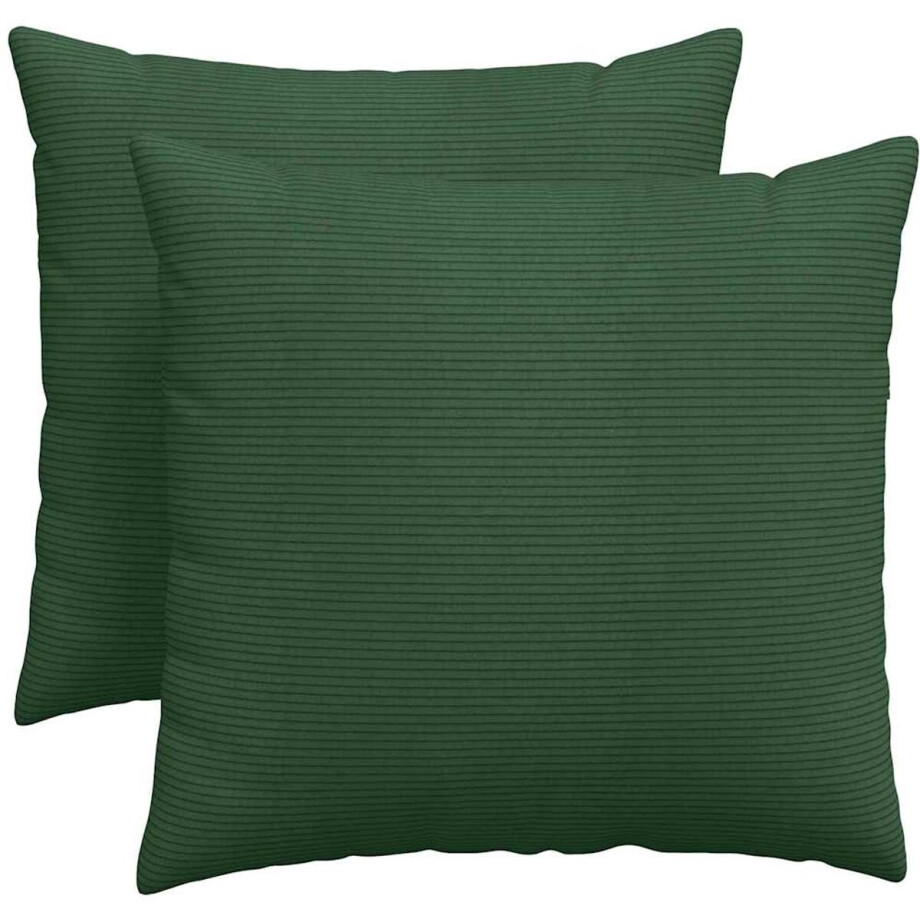 vidaXL - Zitkussens - 2 - pcs - Donkergroen - 50 - x - 50 - cm - Corduroy - stof afbeelding 1