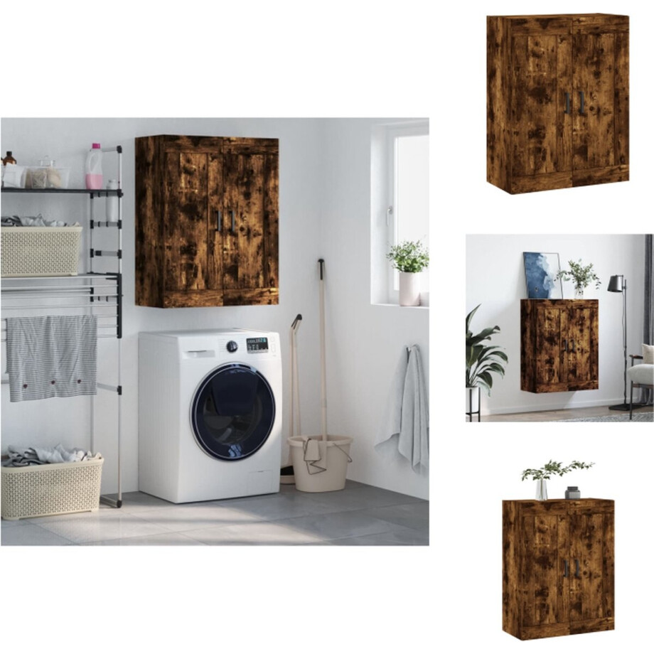 vidaXL Wandgemonteerde opbergkast - Gerookt eiken - 69.5 x 34 x 90 cm - Stijlvol en ruimtebesparend - Keukenkast vidaXL Wandgemonteerde opbergkast - Gerookt eiken - 69.5 x 34 x 90 cm - Stijlvol en ruimtebesparend - Keukenkast afbeelding 1
