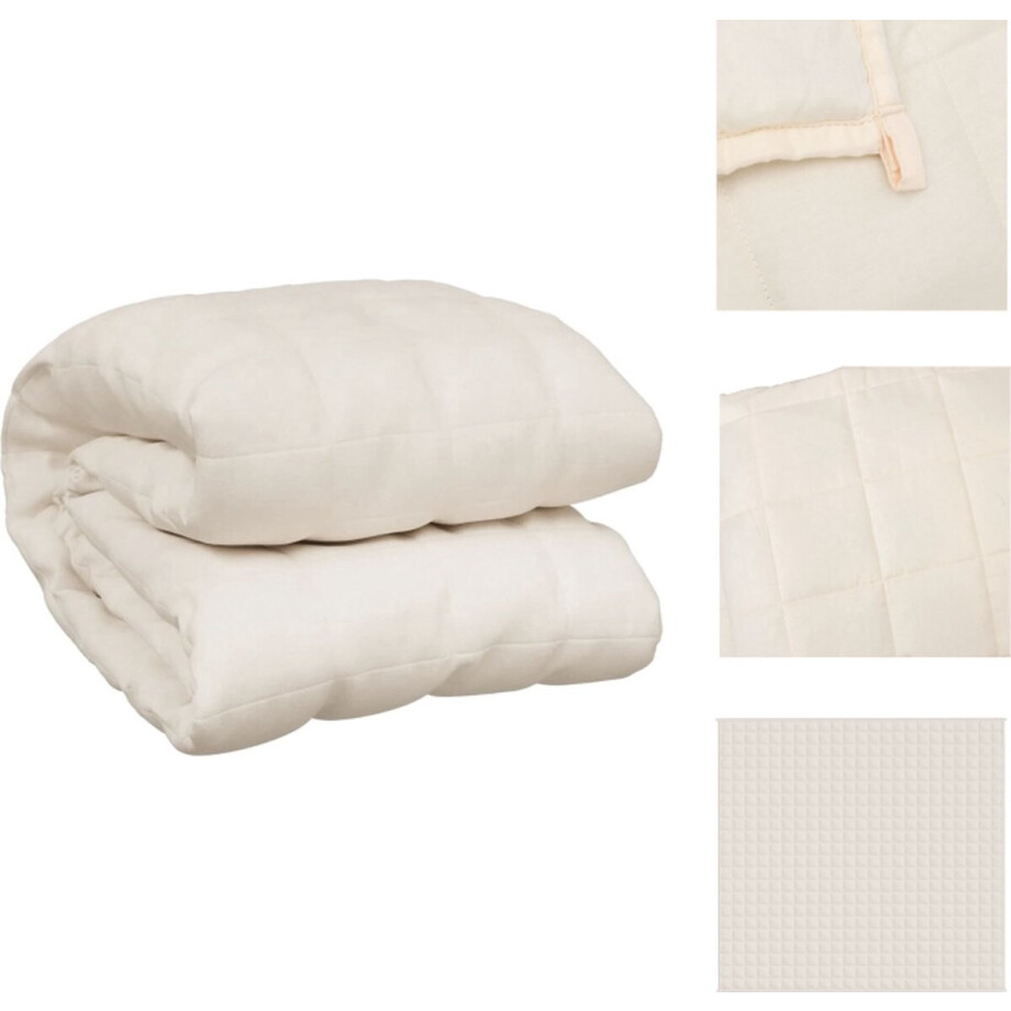 vidaXL Verzwaringsdeken - Verzwaringsdekens - Deken - Beddengoed - Verzwaringsdeken 220x235 cm 15 kg stof lichtcrèmekleurig afbeelding 1