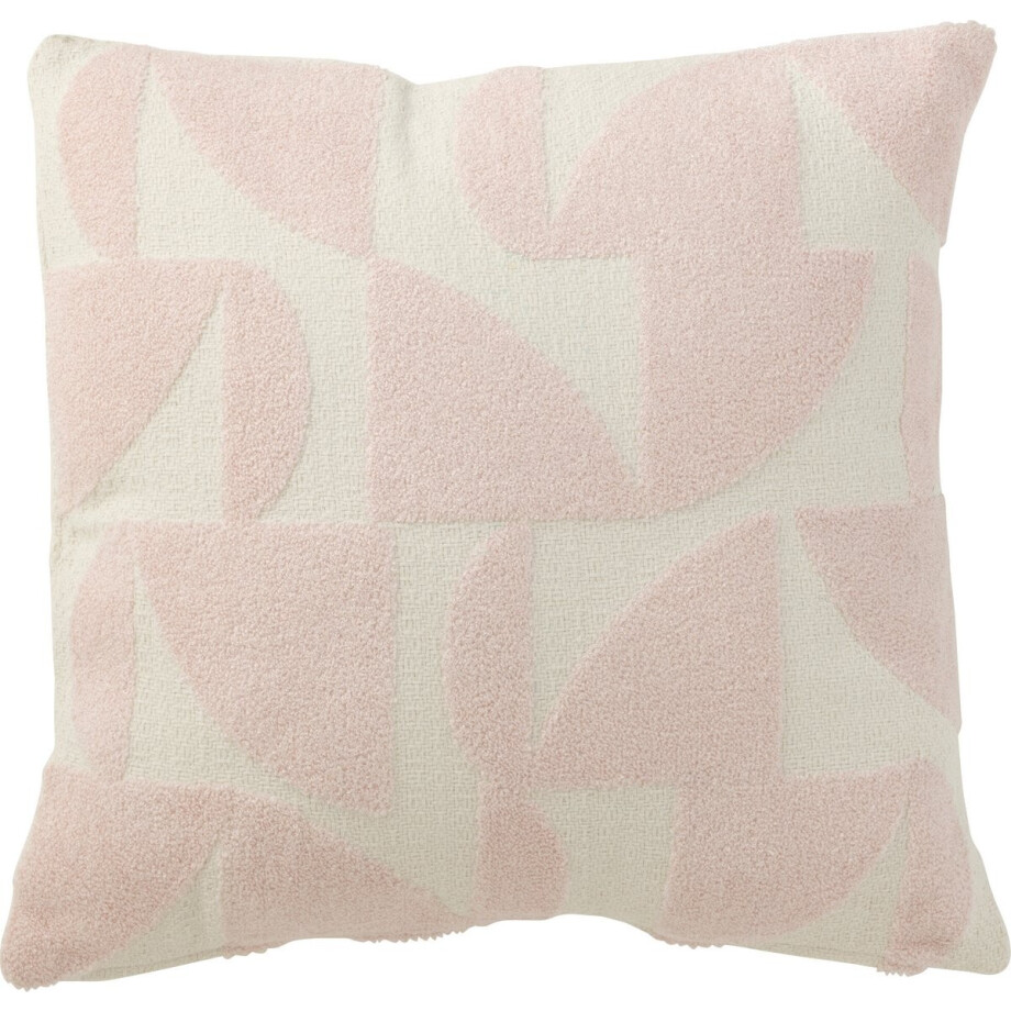 J-Line kussen Geo - textiel - wit/lichtroze afbeelding 1