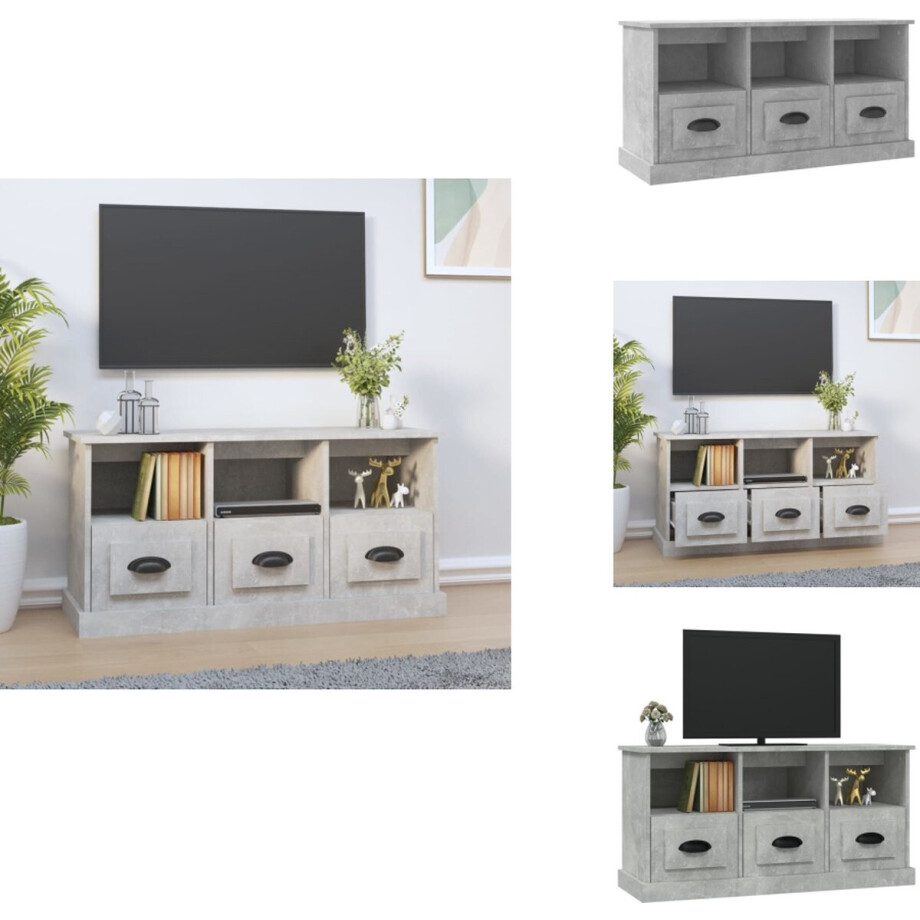vidaXL Tv-kast - Tv-kasten - Tv-meubel - Hifi-meubel - Tv-meubel 100x35x50 cm bewerkt hout betongrijs afbeelding 1