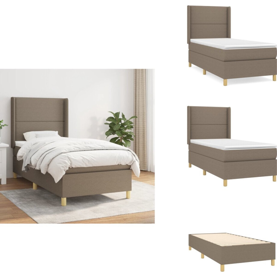 vidaXL Boxspring - Boxsprings - Bed - Slaapmeubel - Boxspring met matras stof taupe 90x190 cm afbeelding 1