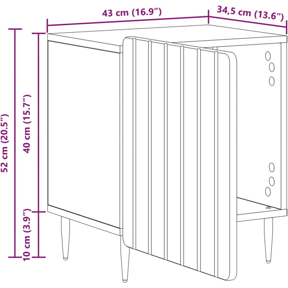 vidaXL - Nachtkastje - Artisanaal - eiken - 43 - x - 34,5 - x - 52 - cm - Bewerkt - hout vidaXL - Nachtkastje - Artisanaal - eiken - 43 - x - 34,5 - x - 52 - cm - Bewerkt - hout afbeelding 1