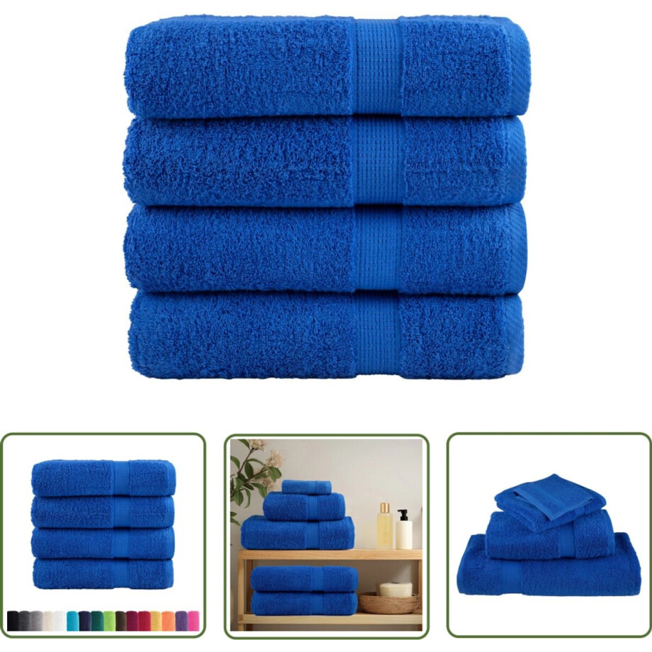 vidaXL Luxe Handdoeken - Badhanddoeken - Badhanddoeken SOLUND 4 st 600 g/m² 70x140 cm blauw - Katoenen Handdoeken - Grote Handdoeken - Blauwe Handdoeken vidaXL Luxe Handdoeken - Badhanddoeken - Badhanddoeken SOLUND 4 st 600 g/m² 70x140 cm blauw - Katoenen Handdoeken - Grote Handdoeken - Blauwe Handdoeken afbeelding 1