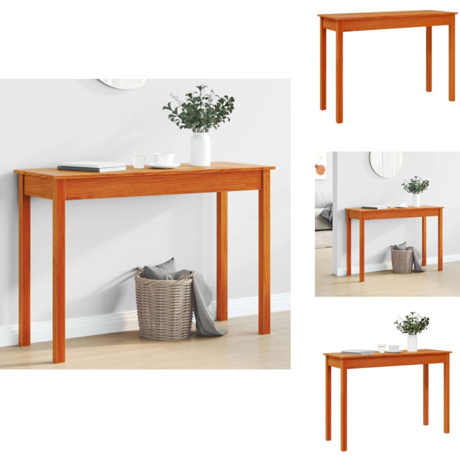 vidaXL Wandtafel - Wandtafels - Consoletafel - Houten Wandtafel - Wandkast 110x40x75 cm massief grenenhout wasbruin afbeelding 1