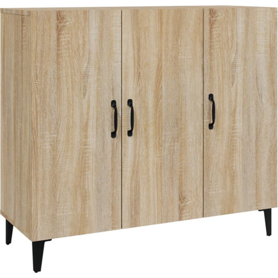 vidaXL - Dressoir - 90x34x80 - cm - bewerkt - hout - sonoma - eikenkleurig vidaXL - Dressoir - 90x34x80 - cm - bewerkt - hout - sonoma - eikenkleurig afbeelding 1