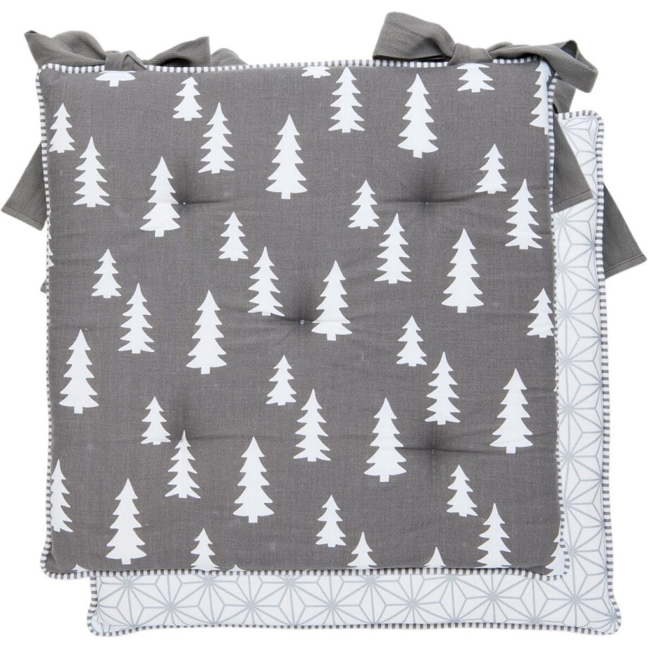 Kussen met foam | 40*40 cm | Grijs | Katoen | Vierkant | Dennebomen | Clayre & Eef | LSH29 Kussen met foam | 40*40 cm | Grijs | Katoen | Vierkant | Dennebomen | Clayre & Eef | LSH29 afbeelding 1