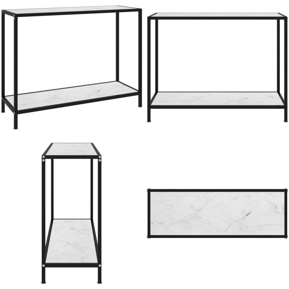 vidaXL Wandtafel 100x35x75 cm gehard glas wit - Wandtafel - Wandtafels - Bijzettafel - Bijzettafels afbeelding 1