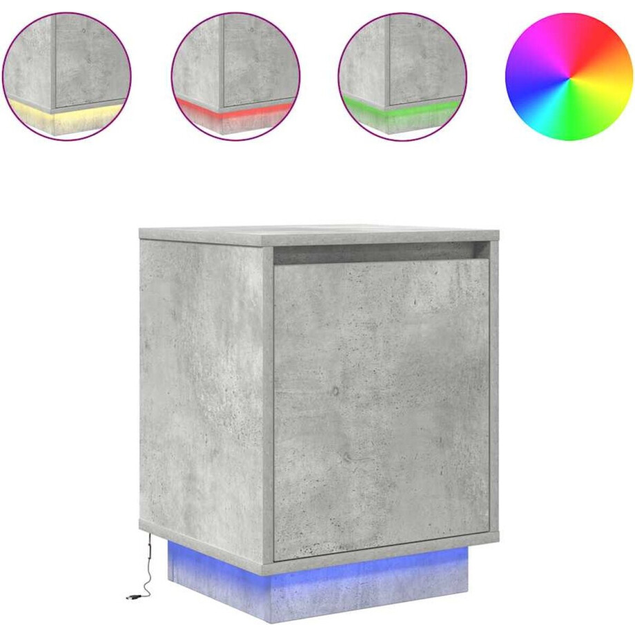 vidaXL - Nachtkastje - met - LED-verlichting - 38x34x50 - cm - betongrijs vidaXL - Nachtkastje - met - LED-verlichting - 38x34x50 - cm - betongrijs afbeelding 1