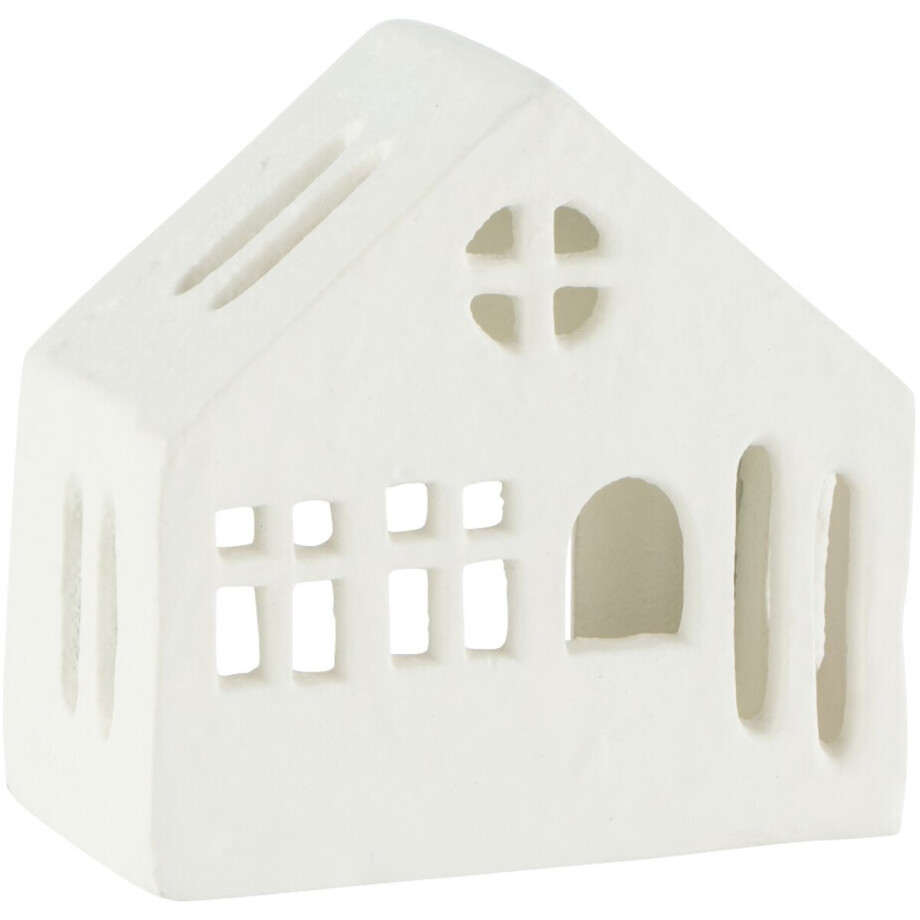 J-Line theelichthouder Huis - aluminium - wit afbeelding 1