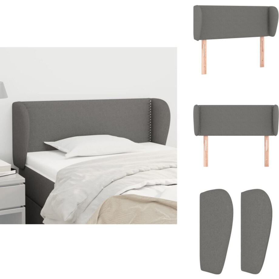 vidaXL Hoofdbord - Hoofdborden - Hoofdeinde - Houten Hoofdbord - Hoofdbord met randen 83x23x78/88 cm stof donkergrijs vidaXL Hoofdbord - Hoofdborden - Hoofdeinde - Houten Hoofdbord - Hoofdbord met randen 83x23x78/88 cm stof donkergrijs afbeelding 1