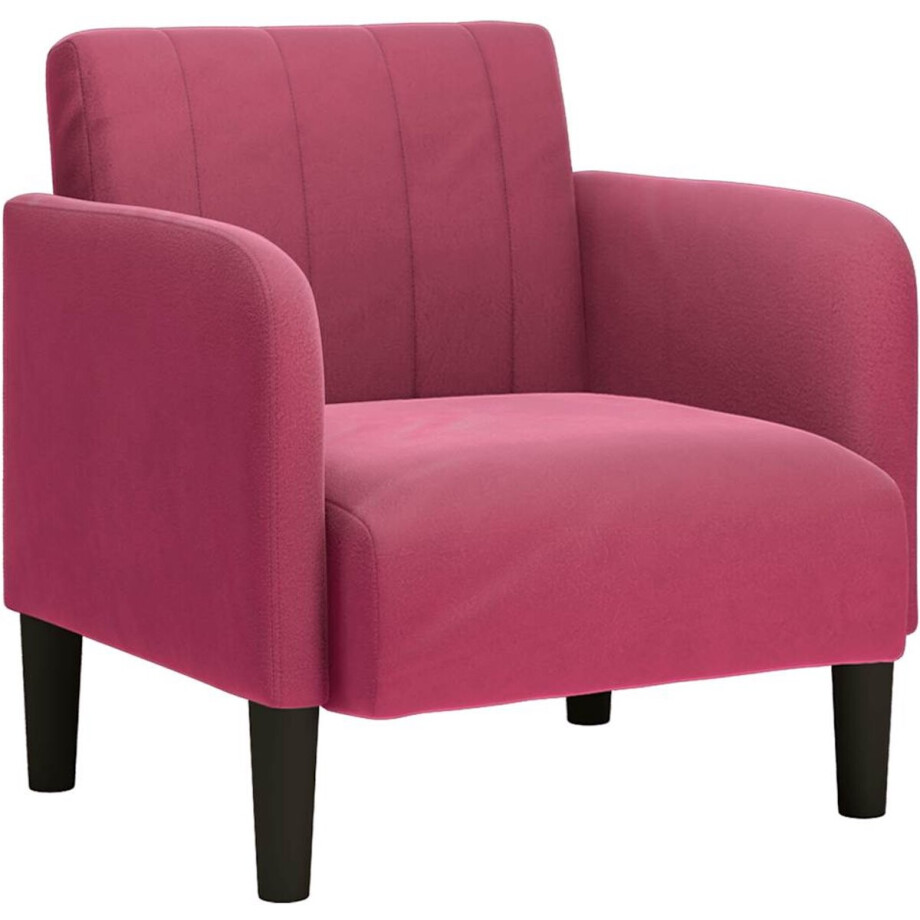 vidaXL - Fauteuil - met - armleuningen - 54 - cm - fluweelrood - wijnrood vidaXL - Fauteuil - met - armleuningen - 54 - cm - fluweelrood - wijnrood afbeelding 1