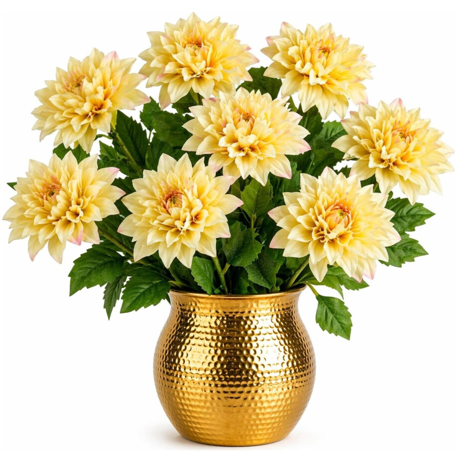Mica Decorations Kunstbloem Dahlia Artistic - 8x - H74 cm - geel - kunststof - stelen kunstbloemen - boeket - bloemetjes Mica Decorations Kunstbloem Dahlia Artistic - 8x - H74 cm - geel - kunststof - stelen kunstbloemen - boeket - bloemetjes afbeelding 1