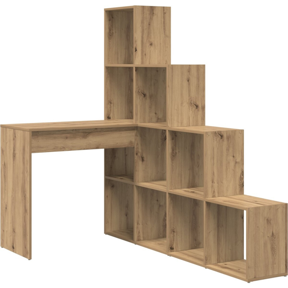 vidaXL - Hoekbureau - Artisan - Eiken - 101,5 - x - 149,5 - x - 149,5 - cm - Bewerkt - hout afbeelding 1