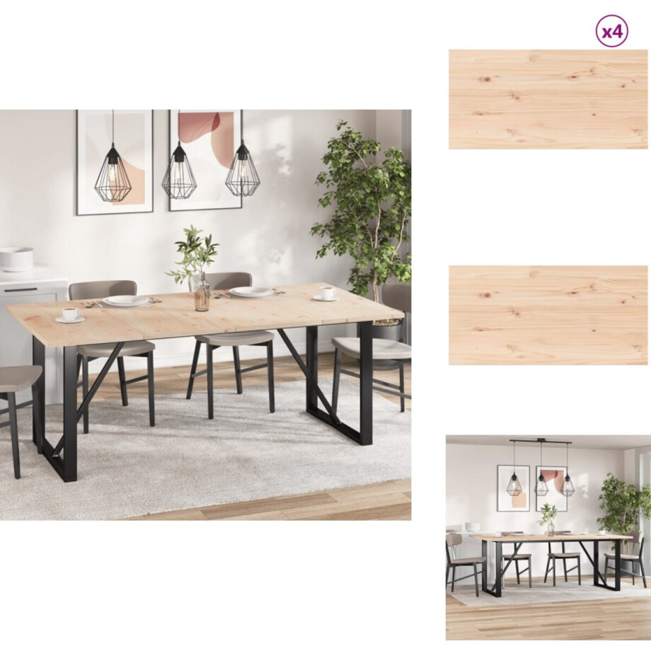 vidaXL Tafelblad - Tafelbladen - Vervangend Tafelblad - Meubelpaneel - Tafelbladen 4 st rechthoekig 100x50x2,5 cm massief grenenhout afbeelding 1