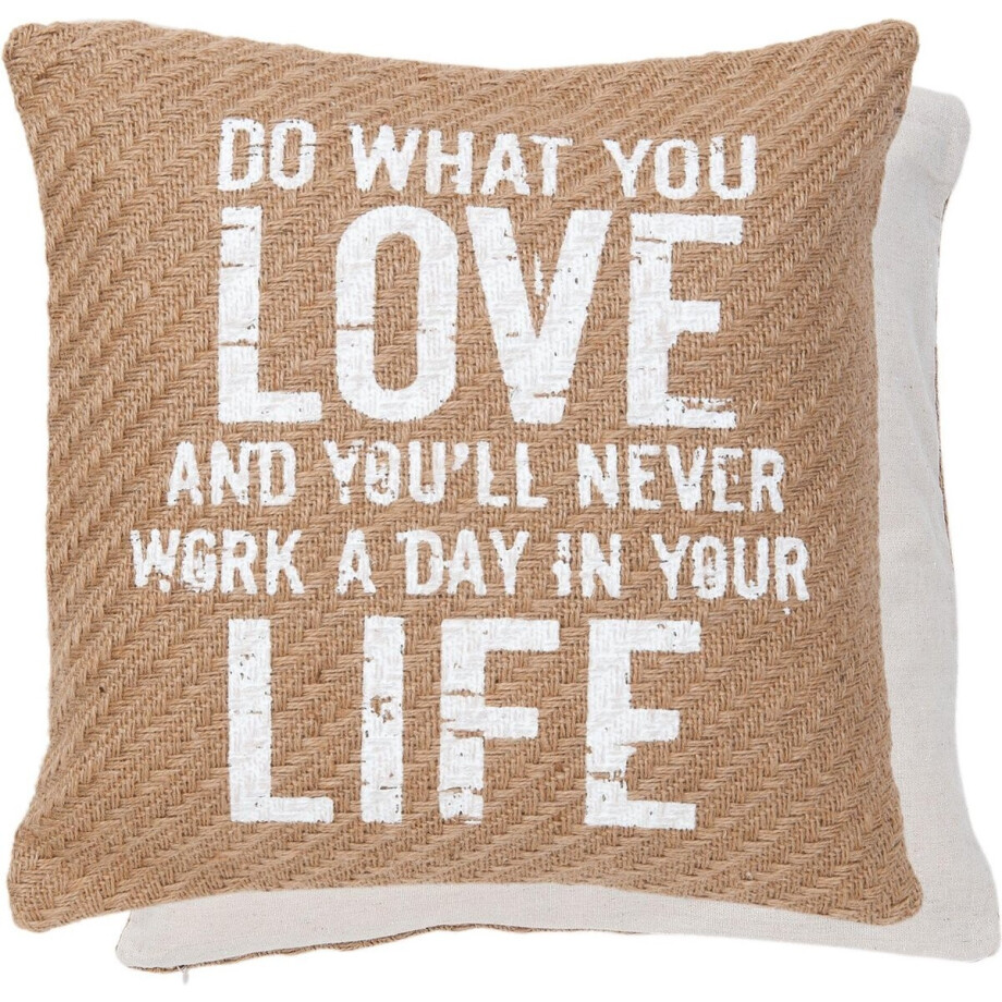 Kussenhoes Sierkussen Hoes - Jute - Linnen - Do What You Love ... - 40 x 40 cm afbeelding 1