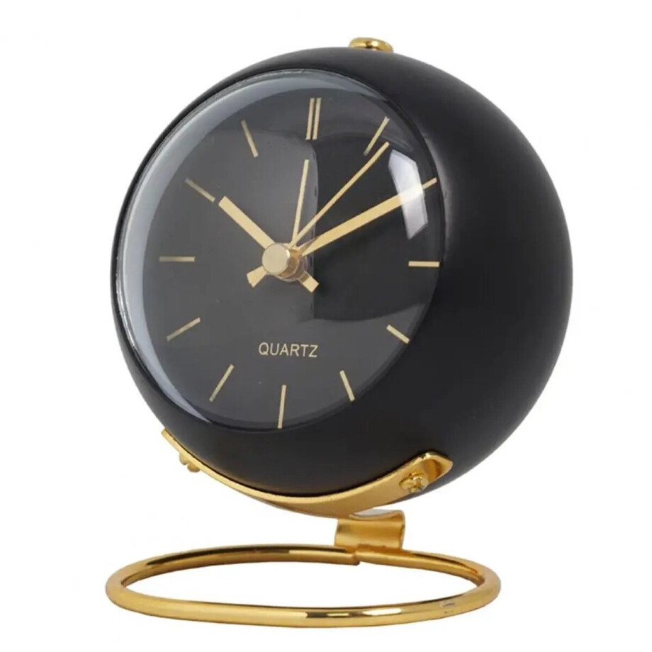 WiseGoods Premium Retro Wekker - Niet-Tikkende Slaapkamer Klok - Met Nachtlamp - Wekkers - Klokken - Nachtlampje - Zwart 10.5CM afbeelding 1