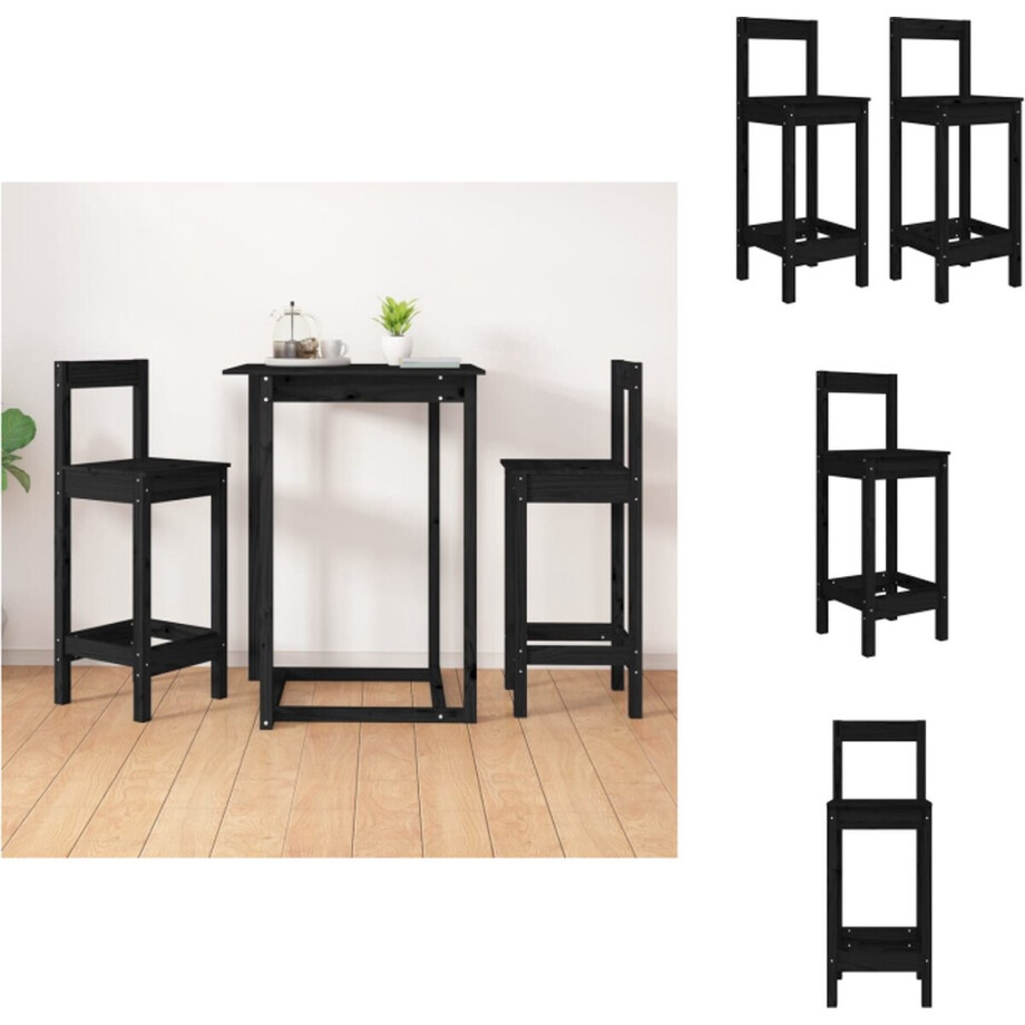 vidaXL Barstoel - Barstoelen - Barkruk - Cafestoel - Barstoelen 2 st 40x41,5x112 cm massief grenenhout zwart afbeelding 1