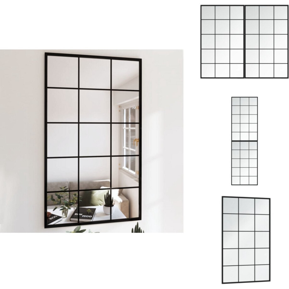 vidaXL Wandspiegel - Wandspiegels - Spiegel - Make-upspiegel - Wandspiegels 2 st 100x60 cm metaal zwart afbeelding 1
