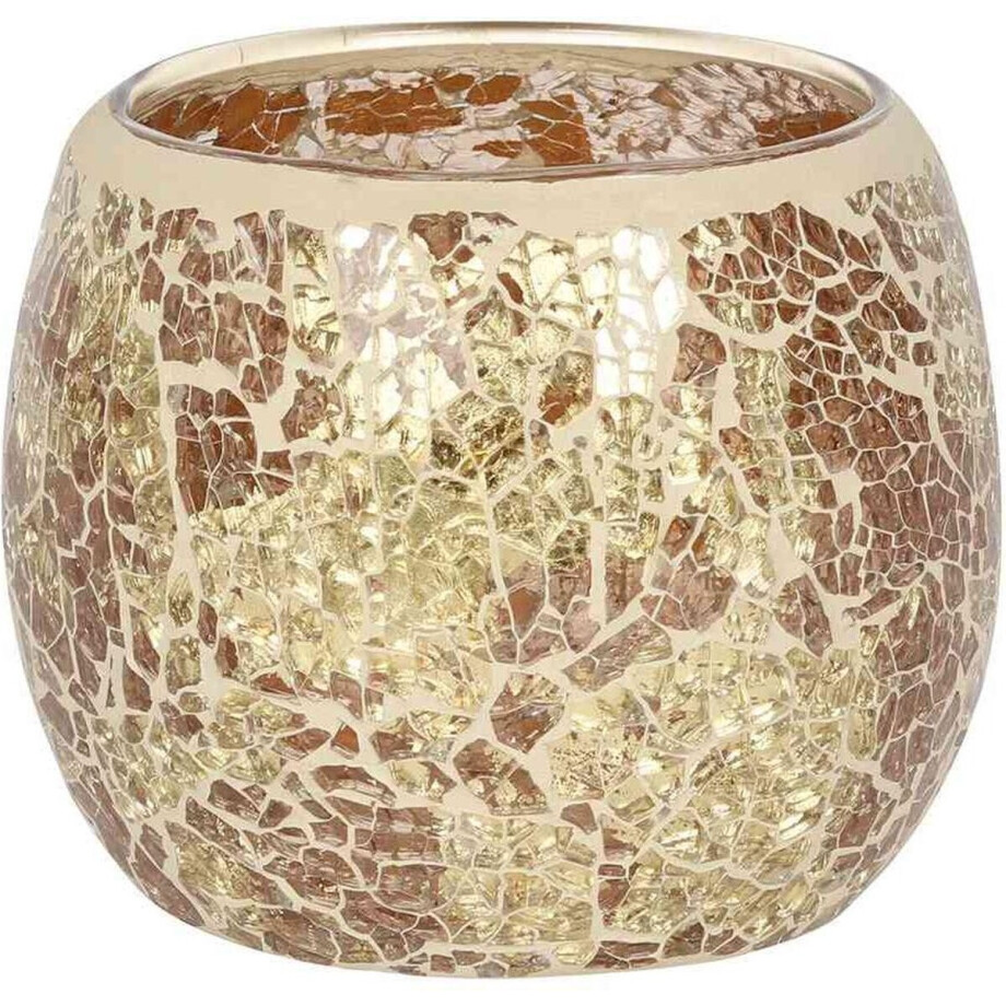 Something Different Theelichthouder Large Round Gold Crackle Multicolours Something Different Theelichthouder Large Round Gold Crackle Multicolours afbeelding 1