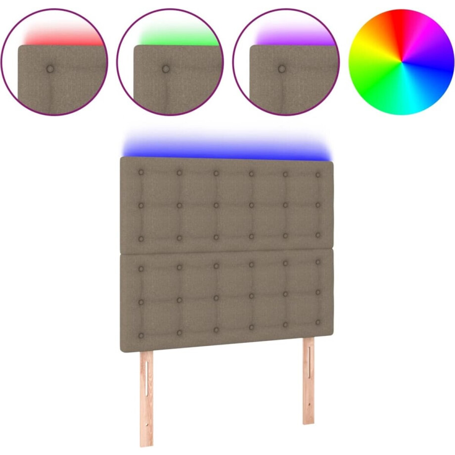 vidaXL - Hoofdbord - LED - 90x5x118/128 - cm - stof - taupe vidaXL - Hoofdbord - LED - 90x5x118/128 - cm - stof - taupe afbeelding 1