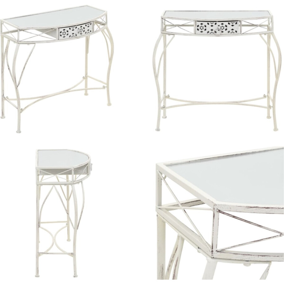 vidaXL - Bijzettafel - Franse - stijl - 82x39x76 - cm - metaal - wit afbeelding 1