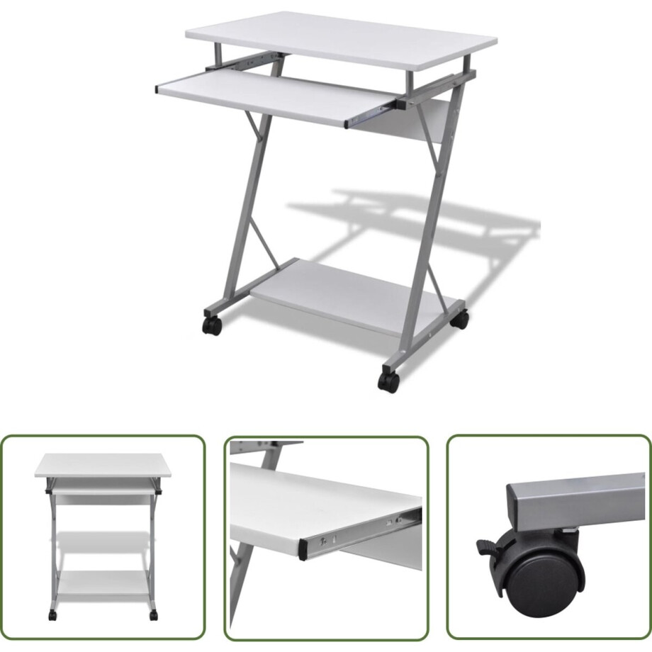 vidaXL Computer Bureaublad - Compacte Bureaus - Studenten computerbureau 60 x 40 x 74 cm (wit) - Studentenbureaue - Wit Bureau - Kantoor Meubilair afbeelding 1