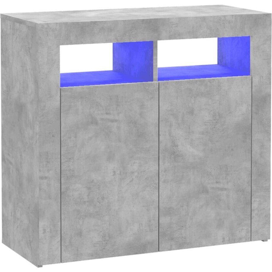vidaXL - Dressoir - met - LED-verlichting - 80x35x75 - cm - betongrijs afbeelding 1