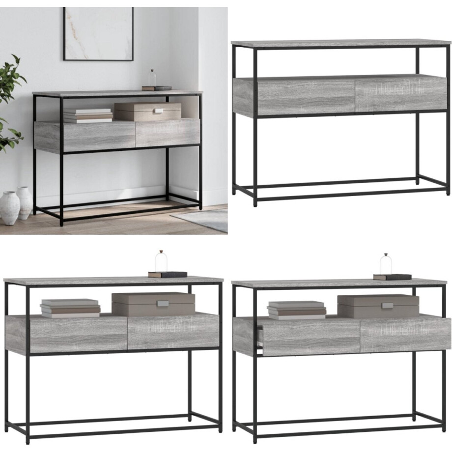 vidaXL Wandtafel 100x40x75 cm bewerkt hout grijs sonoma eikenkleurig - Wandtafel - Wandtafels - Bijzettafel - Console Tafel vidaXL Wandtafel 100x40x75 cm bewerkt hout grijs sonoma eikenkleurig - Wandtafel - Wandtafels - Bijzettafel - Console Tafel afbeelding 1