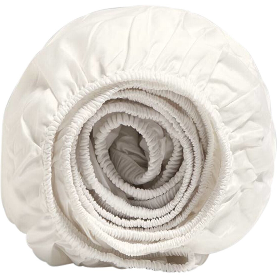 Yumeko hoeslaken extra hoog katoensatijn warm wit 90x210x40 - Bio, eco & fairtrade Yumeko hoeslaken extra hoog katoensatijn warm wit 90x210x40 - Bio, eco & fairtrade afbeelding 1