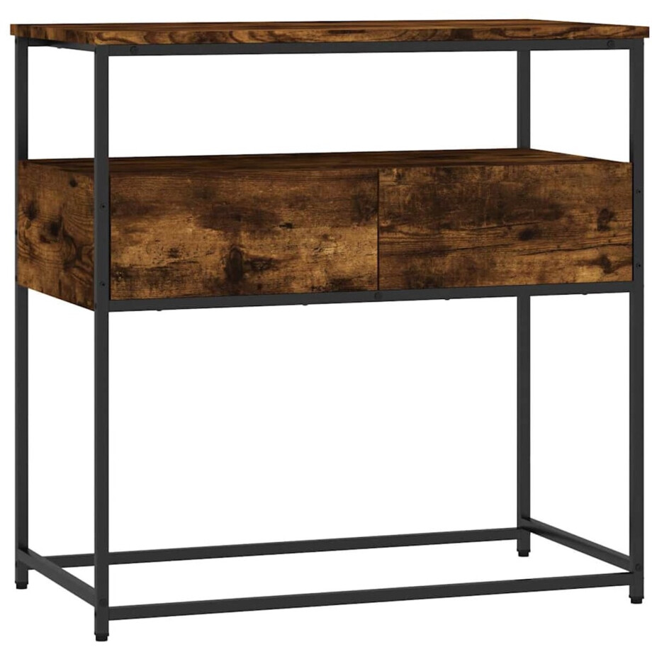 vidaXL - Wandtafel - 75x40x75 - cm - bewerkt - hout - gerookt - eikenkleurig afbeelding 1