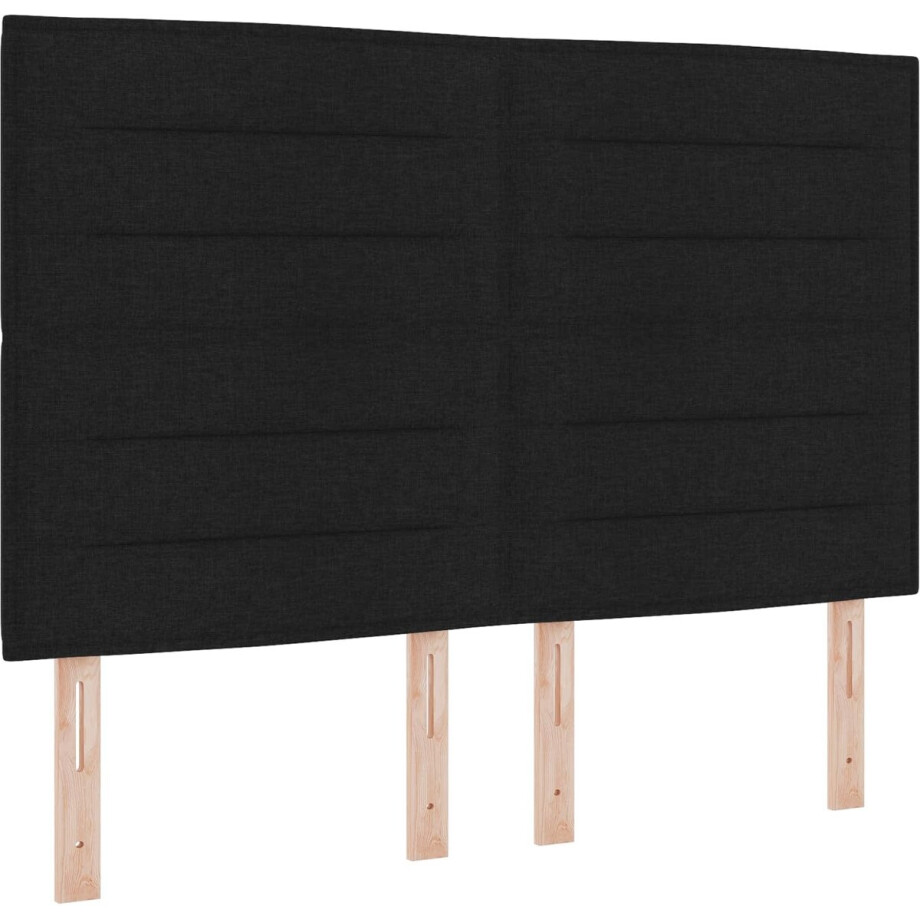 vidaXL - LED - Hoofdbord - met - LED-stripverlichting - Zwart - 144 - cm - Stof afbeelding 1