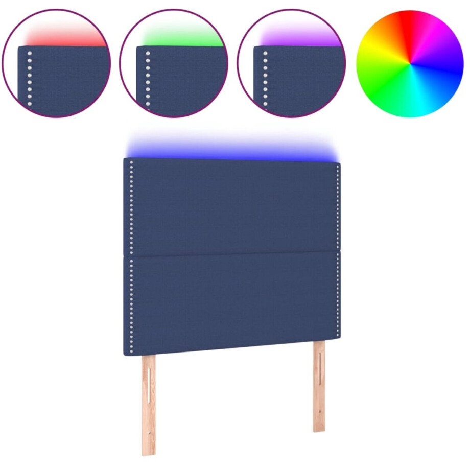 vidaXL - Hoofdbord - LED - 90x5x118/128 - cm - stof - blauw afbeelding 1