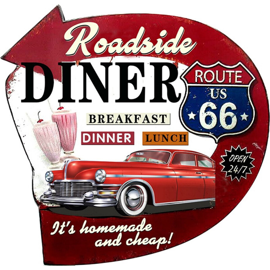 Clayre & Eef Tekstbord 56x54 cm Rood IJzer Auto Clayre & Eef Tekstbord 56x54 cm Rood IJzer Auto afbeelding 1