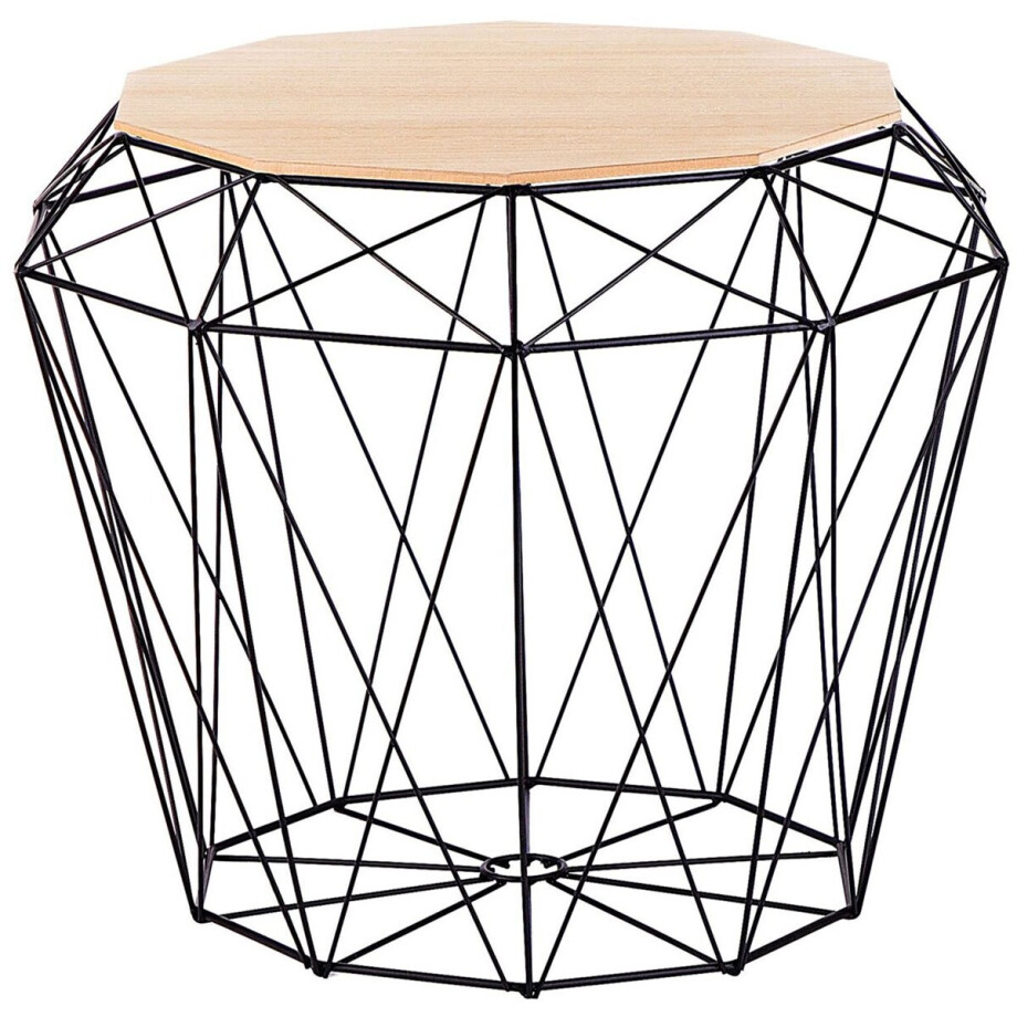 BELIANI ELIDA - Bijzettafel - Zwart/ Lichte houtkleur - MDF BELIANI ELIDA - Bijzettafel - Zwart/ Lichte houtkleur - MDF afbeelding 1